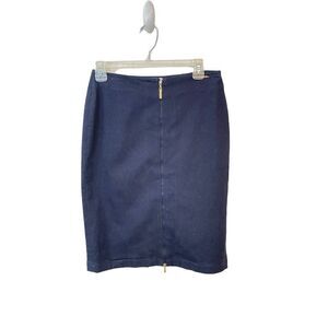 St John Sport Marie Gray Double Front Zip Navy Sheath Skirt 4